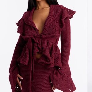 Fashion Nova Burgundy Midi Skirt